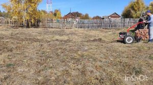 Мотоблок Агат с плугом по целине.