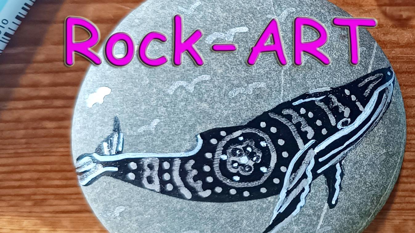 Как нарисовать кита акрилом на камне. Роспись по камню. Rock art. смотреть онлайн