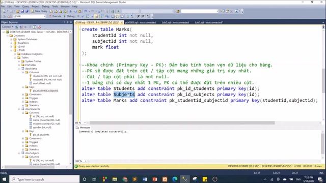 SQL-C2109L: Buổi 2. Khóa chính (PK), khóa ngoại (FK), chèn dữ liệu, sửa tên cột смотреть онлайн