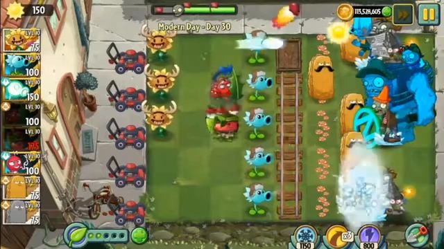 PVZ2 lvl 30 Modern Day with the muffin song music смотреть онлайн