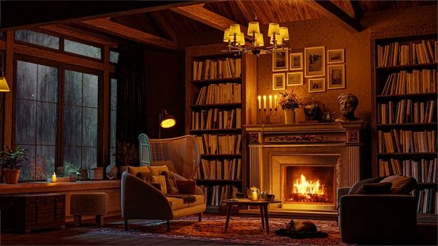 Heavy Rain On Window Sounds For Sleep | Cozy Reading Nook Ambience