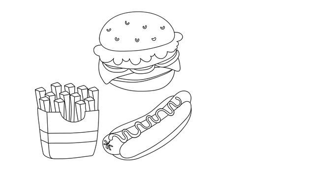 How to Draw Kit of Fast Food🍟. DIY Coloring Pages for Children. Art for Kids. Step by Step Drawing смотреть онлайн