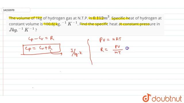 The volume of 1kg of hydrogen gas at N.T.P. is `11.2m^(3)`. Specific heat of hydrogen at constant смотреть онлайн