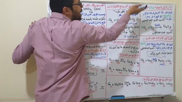 ٣٣)تفاعلات الحديد Fe ( الهواء (O2) & بخار الماء & اللافلزات (Cl2 , S) & الاحماض المخففه و المركزه). смотреть онлайн