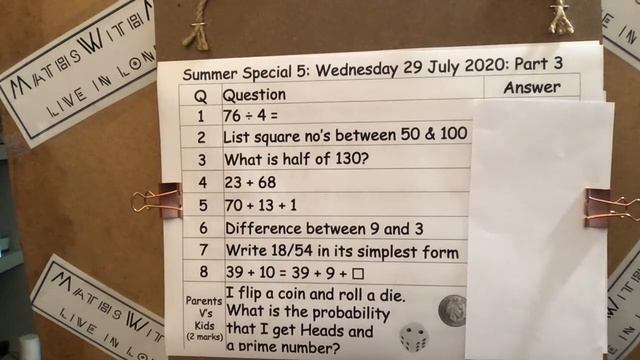 Maths with Miss - LIVE! in London - Summer Special 5 - Wed 29 Jul 2020 смотреть онлайн