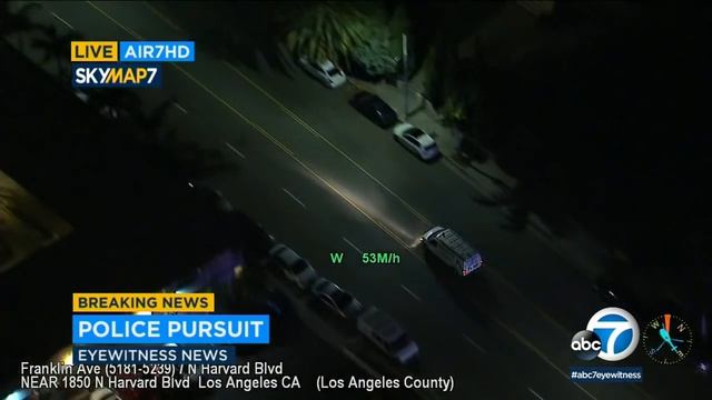 POLICE CHASE: Stolen-car suspect leads police on wild pursuit into Hollywood | ABC7 смотреть онлайн