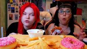 Мукбанг | Бургеры,Картошка фри и донаты пончики | Обжор Асмр