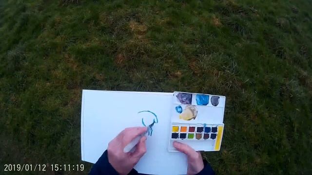 drawing sheep en plein air using inktense travel set. смотреть онлайн
