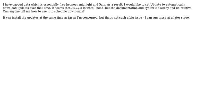 Ubuntu: How can I use cron-apt to download and install updates between midnight and 5am? смотреть онлайн