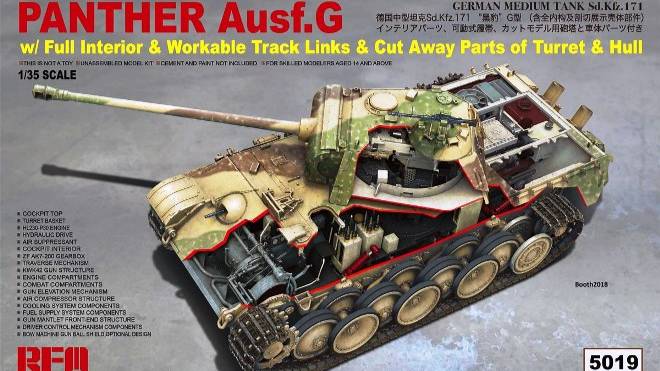 Распаковка Rye Field Model 1 35 RM-5019 Panther Ausf. G with Full Interior & Cut Away Parts смотреть онлайн