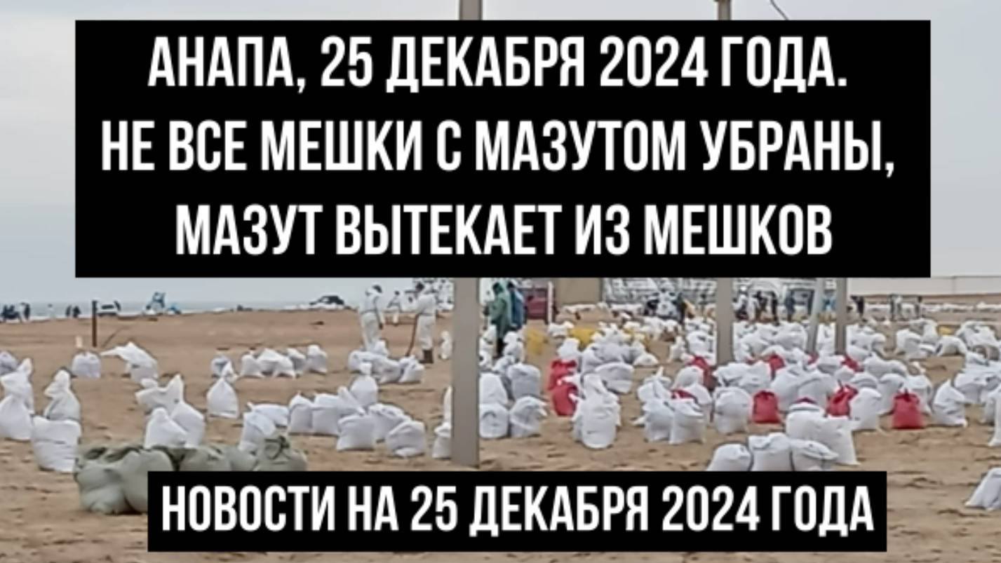 Анапа, 25 декабря 2024 года, не все мешки с мазутом вывезены, они протекают смотреть онлайн