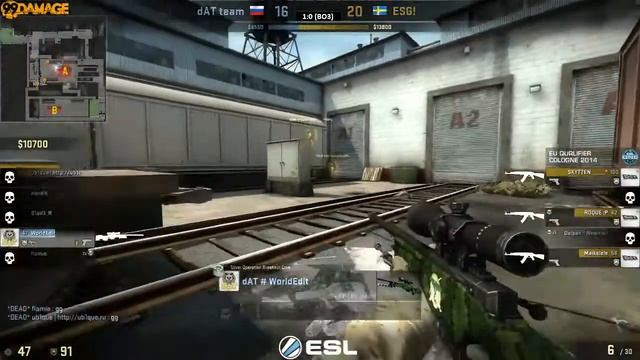 ESL One Cologne 2014 European Finals - UB Vorrunde ESG ! vs. dAT Team (de_train) Map 2 part 2 смотреть онлайн