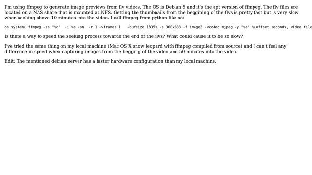 Is there a way to make FFmpeg seek faster to an end of file on a network share? смотреть онлайн