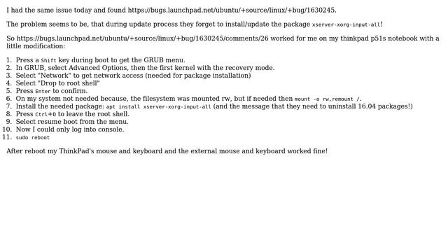Updated from 16.04 to 16.10; the keyboard and mouse no longer works after getting to the lock... смотреть онлайн