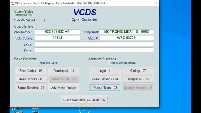 VCDS Output Tests смотреть онлайн