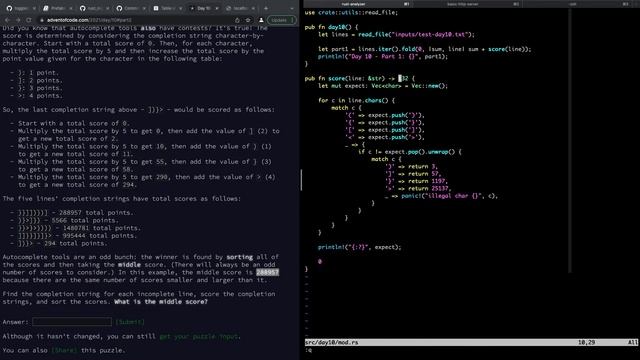 Advent Of Code 2021 [Rust Language] - Day 10 смотреть онлайн