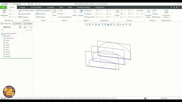 How to use Boundary Blend in PTC CREO PARAMETRIC 7.0 | Beginner Surfacing Tutorial Step wise Guide смотреть онлайн