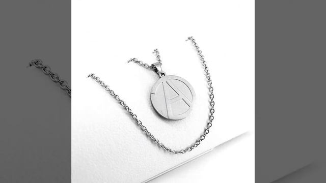 A Letter Round Card Pendant Chain Necklace Titanium Steel Alphabet A Initial Necklace