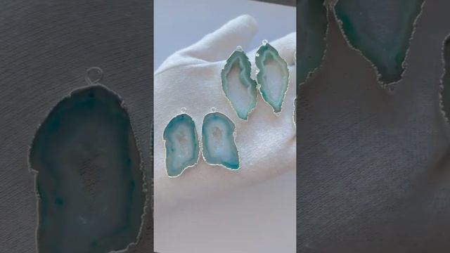 Подвески из срез Агата с жеодами, родий, тип 6/Артикул: ИНД16-6