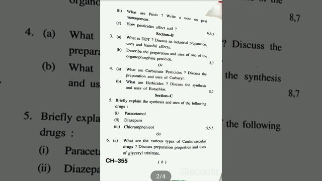 Question paper of Pesticides and pharmaceutical chemistry, BSc 3rd year. смотреть онлайн