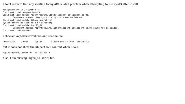 Unix & Linux: Could not load program iperf3 after install on AIX 7.1 Server смотреть онлайн