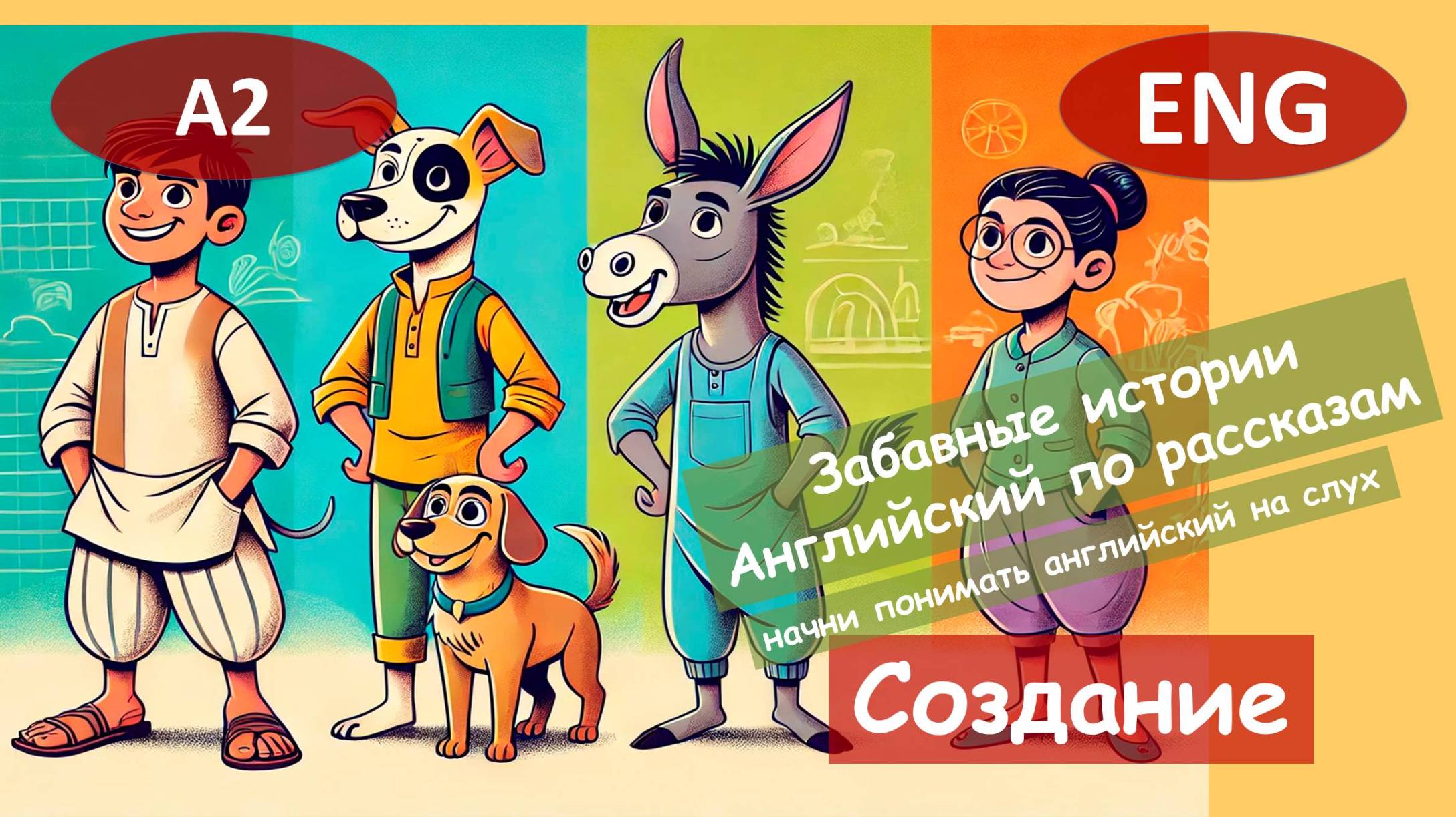 Создание. Английский по смешным рассказам для начинающих (А2).