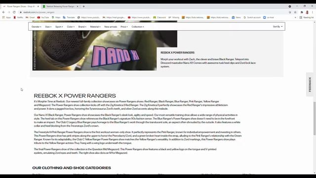 Reebok Mighty Morphin Power Rangers Price point and shoe detail смотреть онлайн