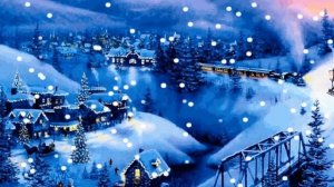 Заснеженная деревня. Деревня зимой.  Новогодний футаж. Зимний футаж. Красивый футаж для видео.