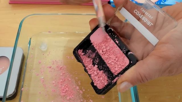 Neon Pink Vs Blue - Mixing Makeup Eyeshadow Into Slime ASMR
