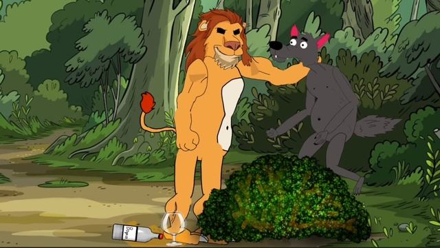 Анекдот про зверей, как лев зайца и волка за решетку посадил- мультанекдот смотреть онлайн