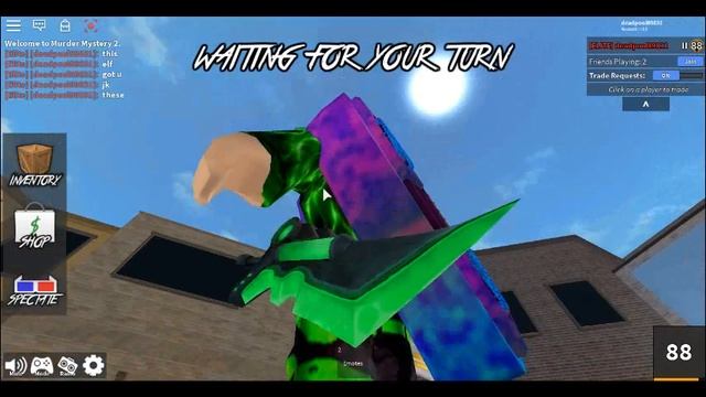 Traded For Light Bringer On Mm2...      And Giving Away Ghosty At 35 Subs