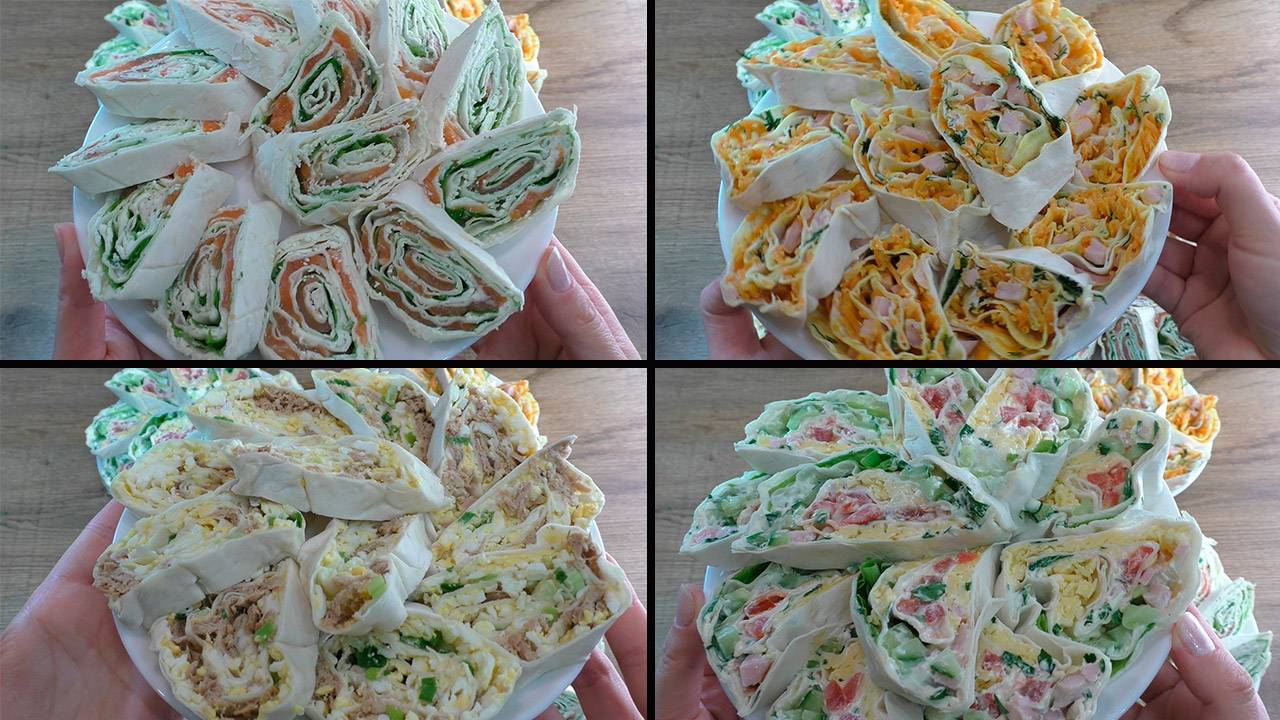 Рулеты из лаваша: 4 разных рецепта начинок (вкусная и простая закуска 👌) смотреть онлайн