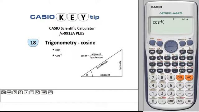 CASIO fx-991ZA PLUS: #18 Trigonometry - cosine смотреть онлайн