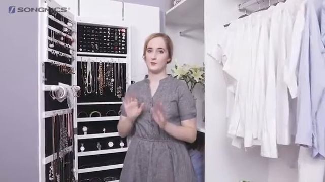 Amazon.com SONGMICS 6 LEDs Jewelry Cabinet Lockable Wall Door Mounted Jewelry Armoire Organizer wit