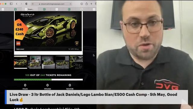 Live Draw - £500 Cash Comp/Lego Lambo Sian/3 ltr Bottle of Jack Daniels - 5th May смотреть онлайн