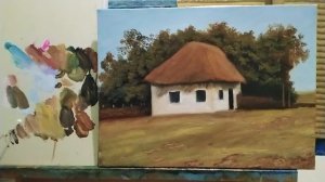 Как рисовать дом мазанку|как нарисовать село мастер класс для начинающих #живопись #art #уроки #арт