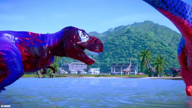 ALL RED SPIDER-MAN Dinosaurs in Jurassic World - Large SuperHero Dinosaur Battleground смотреть онлайн