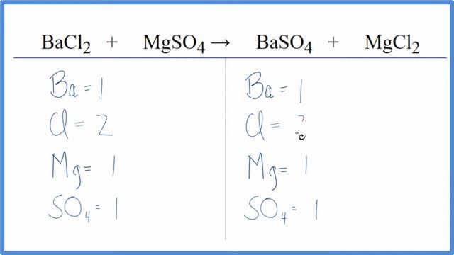 How To Balance BaCl2 + MgSO4 = BaSO4 (s) + MgCl2 (aq)