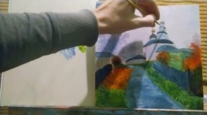 Как рисовать храм,церковь|как нарисовать село и церковь #живопись #art #уроки #арт