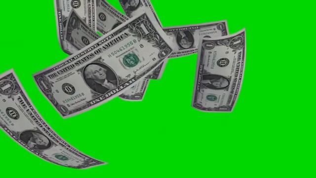 Футаж Падающие деньги на зеленом фоне хромакей GreenScreen HD