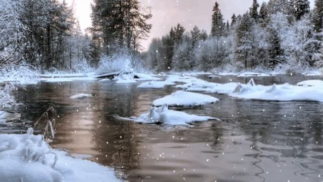 Зима. Лесная речка. Зимний футаж. Красивый футаж для видео. Фоновый футаж. Видеофон. смотреть онлайн