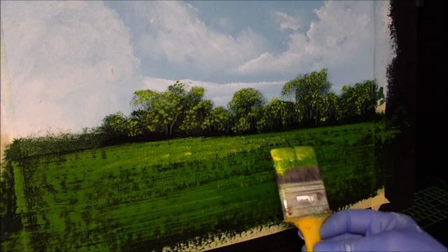 #422 Acrylic Art How To Paint A Tree Scene In Acrylic