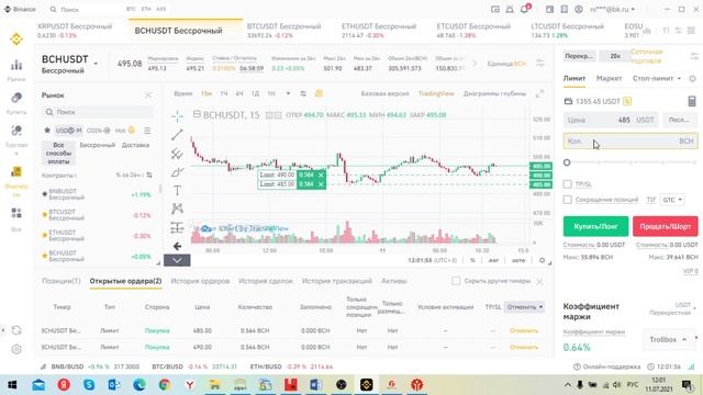 Торговая стратегия C применением Фибоначчи на BINANCE