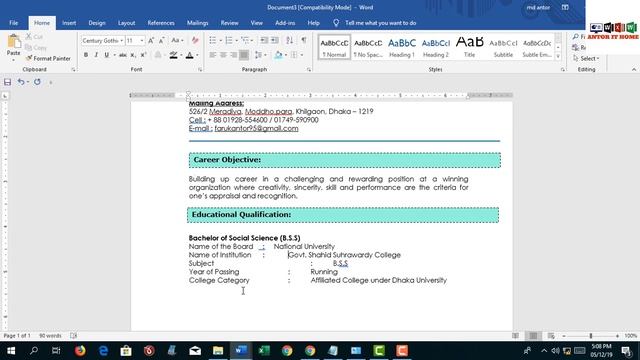 Amazing Easy ! How To Make Write A Resume / CV In Microsoft Word ! 2019 ! Bangla Exclusive New Vide смотреть онлайн