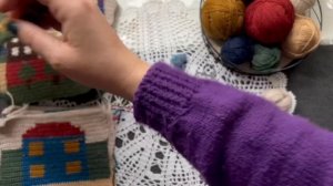 ПЛЕД с домиками - все тонкости - двусторонний жаккард крючком