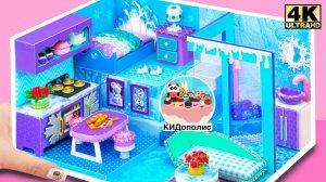 Новогодний зимний домик Олафа | Заснеженный кукольный дом Эльзы | Румбокс с нуля | КИДополис