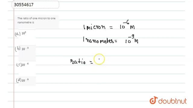 The ratio of one micron to one nanometre is | 11 | UNITS AND MEASUREMENTS | PHYSICS | NCERT FING... смотреть онлайн