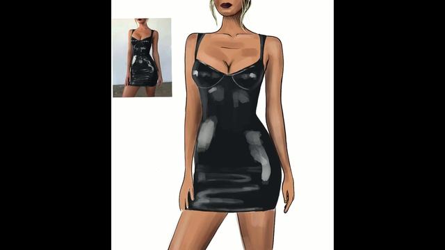 Digital fashion drawing \ Timelapse \ таймлапс - видео \ черное платье смотреть онлайн