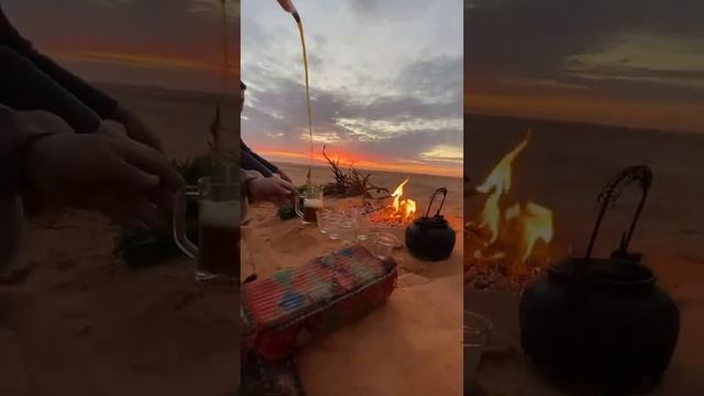 Relaxing time and drinking tea in Sahara desert #short смотреть онлайн