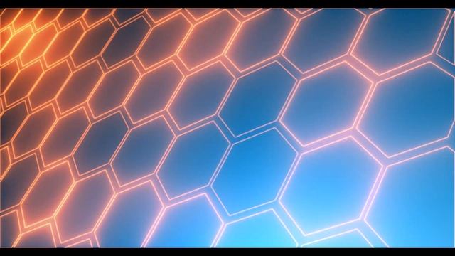 Shimmering neon orange hexagons. Geometric pattern. Decorative beautiful screensaver. смотреть онлайн